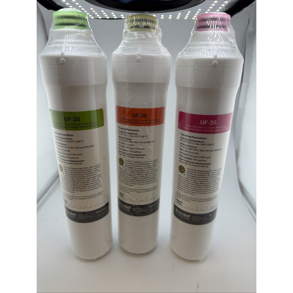 Brondell UF-35 3-Pack Replacement Filters for Coral UC300 Sediment Carbon Block
